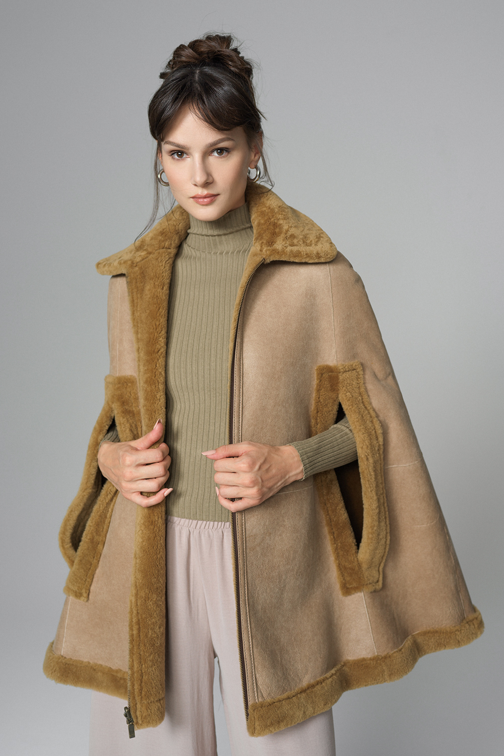 Capa din blana de miel merinos reversibila 476 bej 4