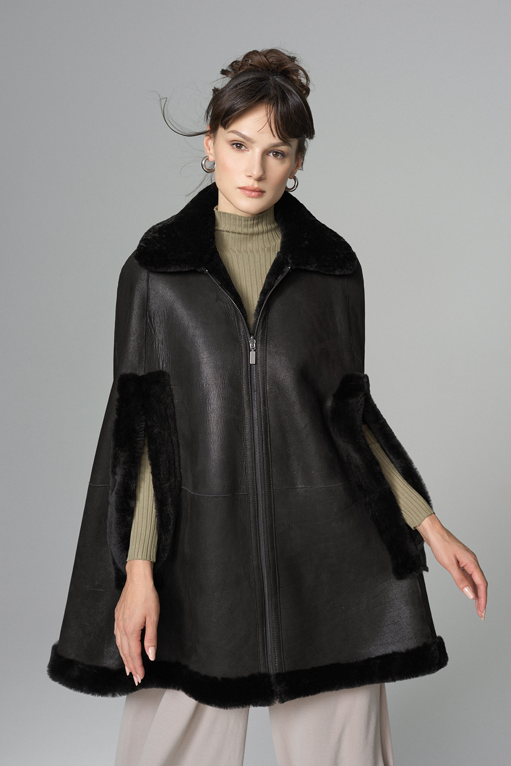 Capa din blana de miel merinos reversibila 476 negru 1