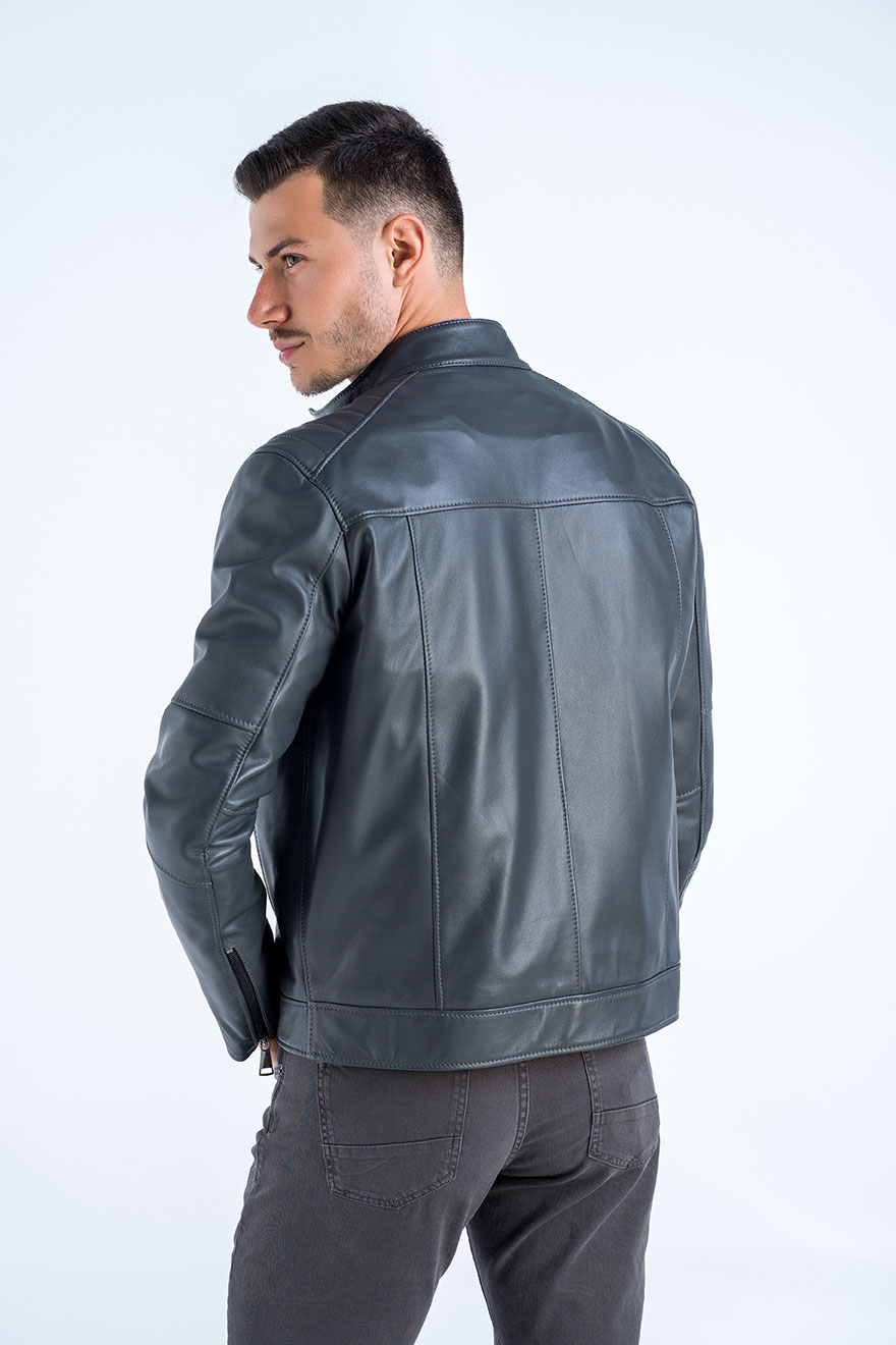 Geaca de piele 3013 gri 2 1
