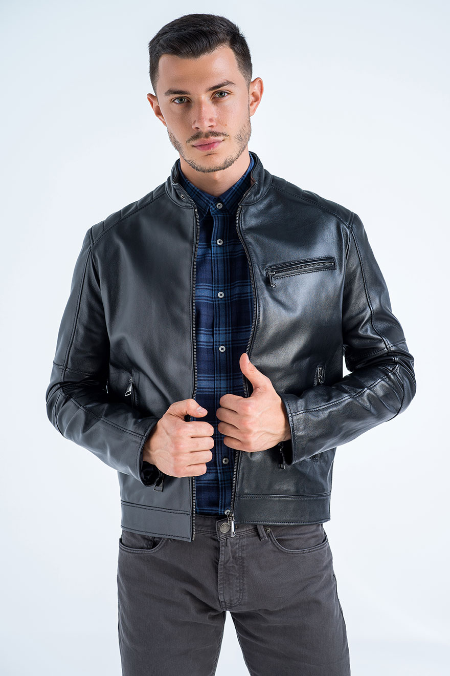 Geaca de piele 3013 negru 1 2