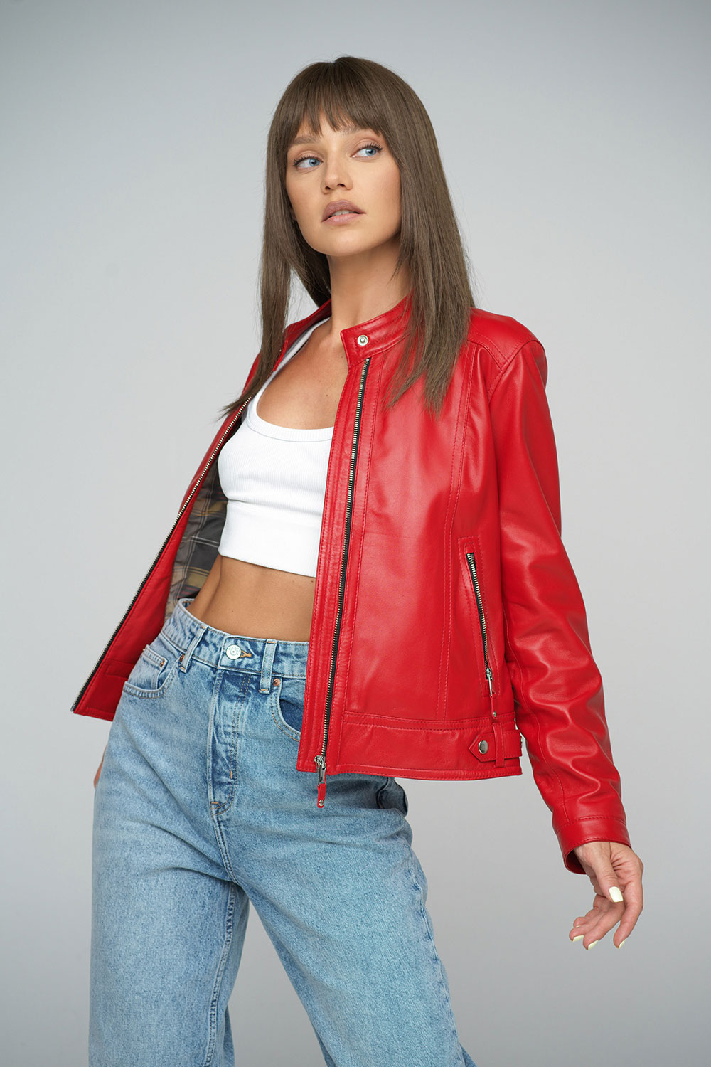 Geaca din blana de miel 1020 rosu 3