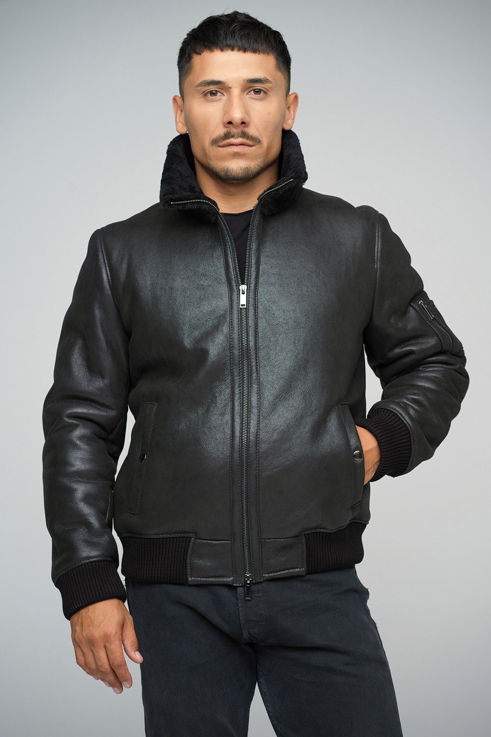 Geaca din blana de miel 369 negru 1