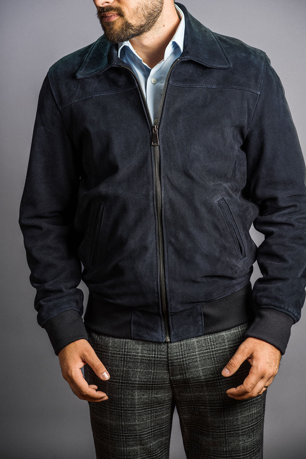 Geaca din piele 3016 bleumarin 1