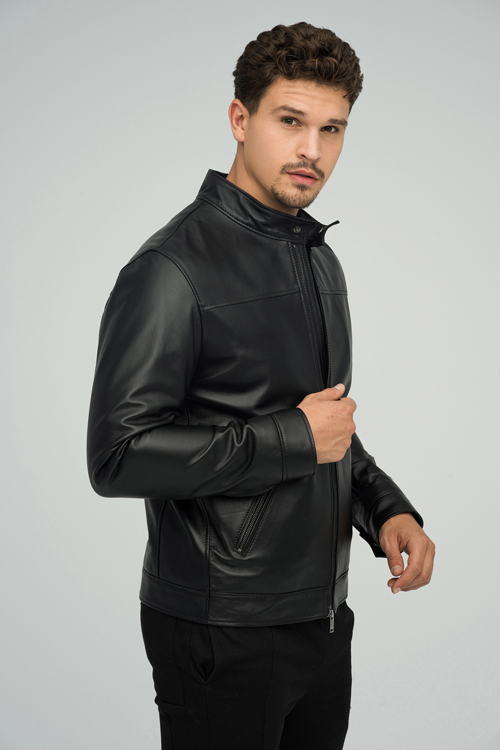 Geaca din piele de ovina 3024 negru 3