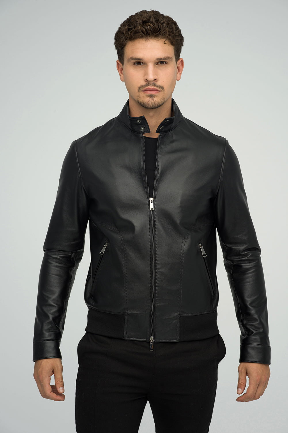 Geaca din piele de ovina 3025 negru 1