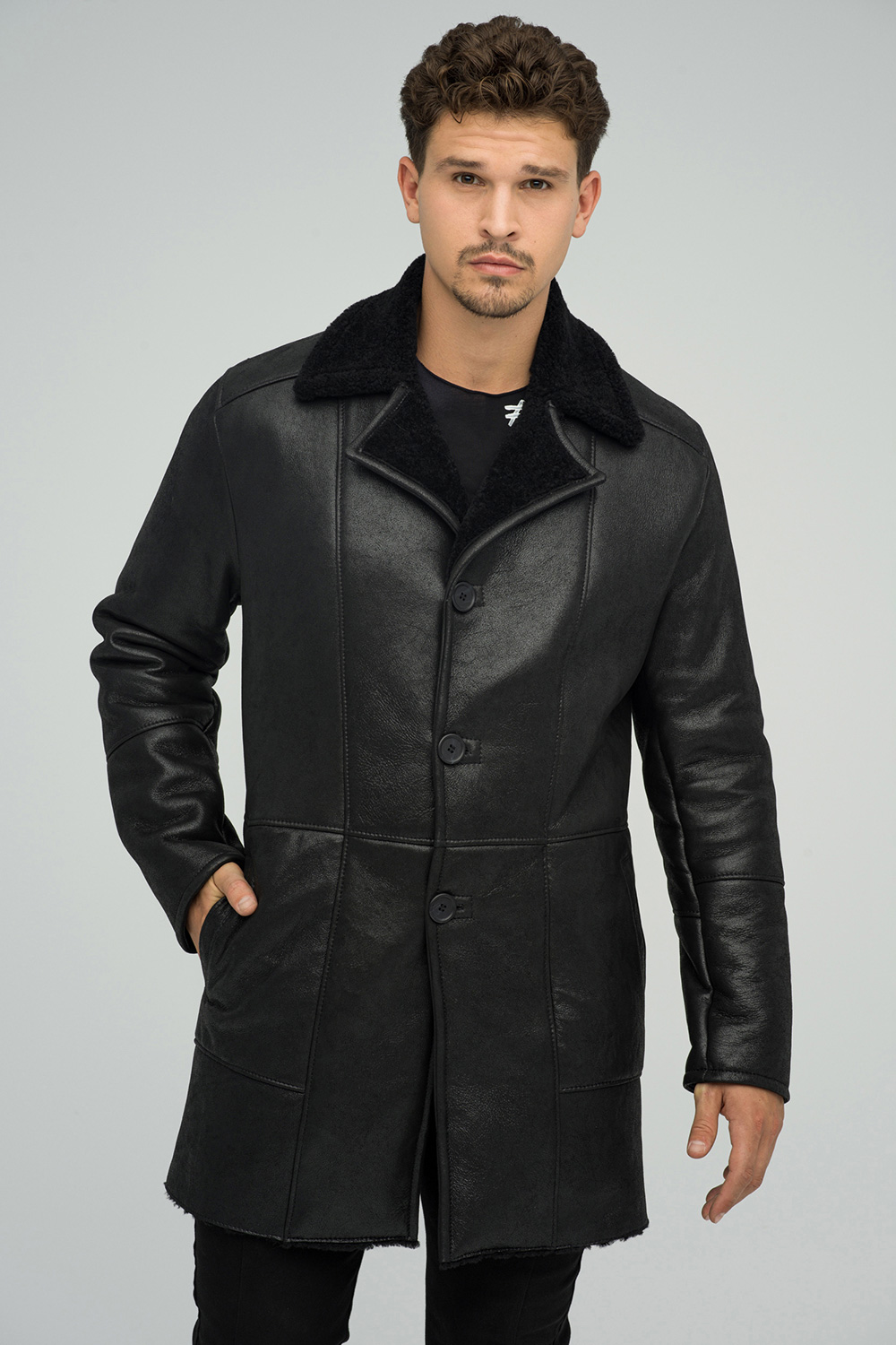 Haina din blana de miel 381 negru 1