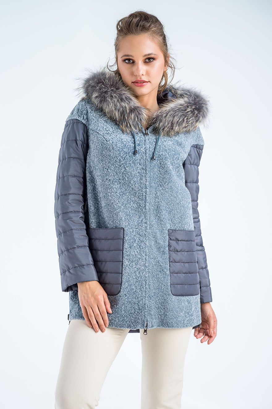 Haina din blana de miel H SL154 albastru 1