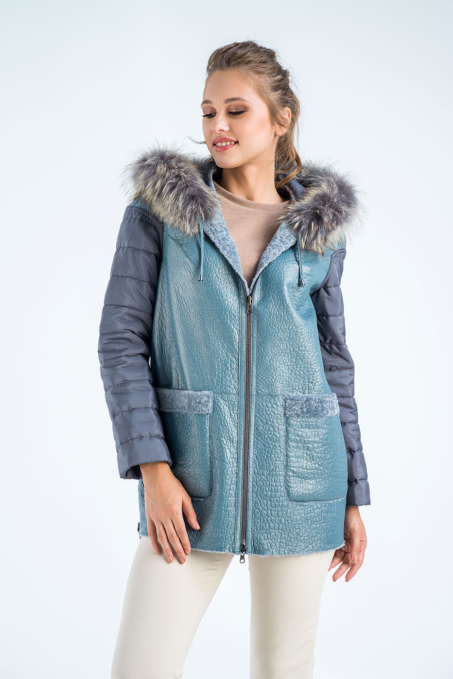 Haina din blana de miel H SL154 albastru 4