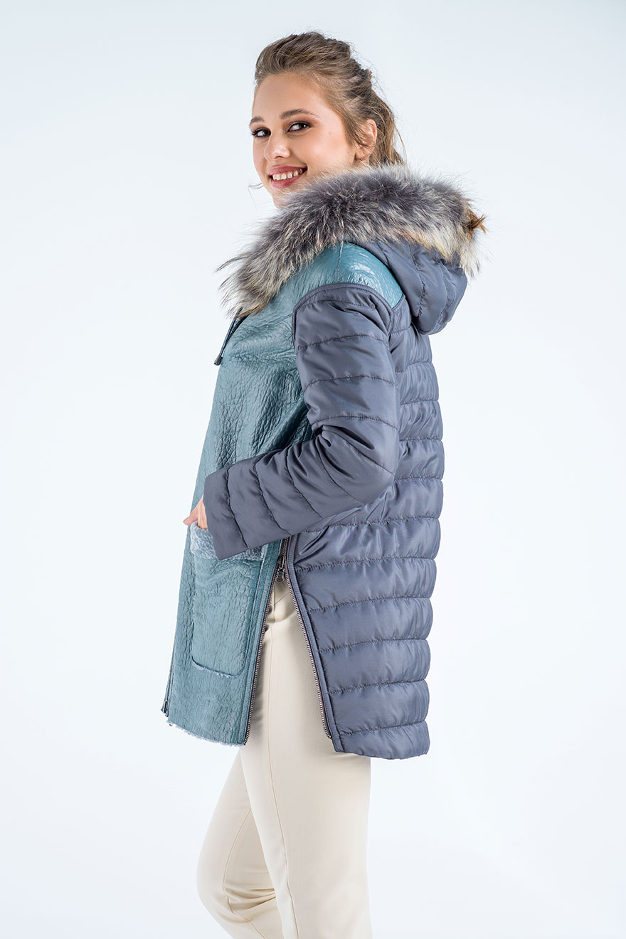 Haina din blana de miel H SL154 albastru 5