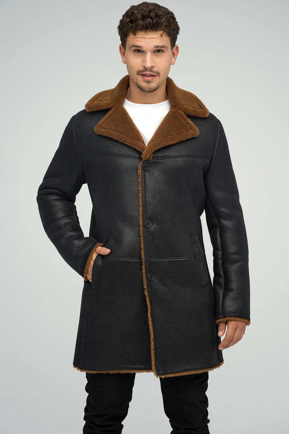 Haina din blana de miel merinos 383 negru 1