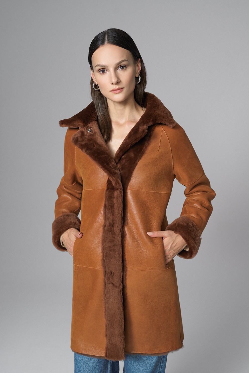 Haina din blana de miel reversibila 2071 coniac 3