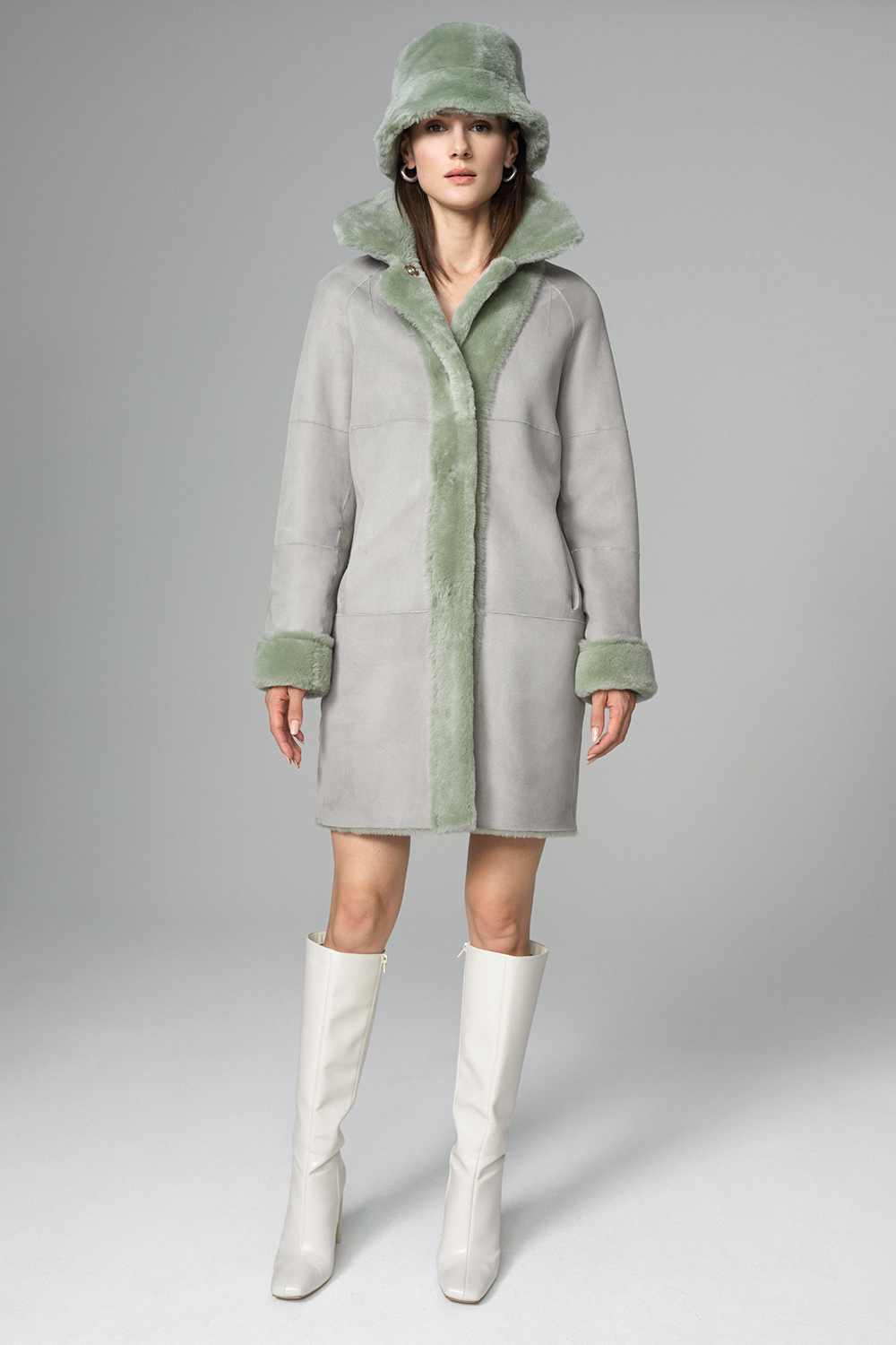 Haina din blana de miel reversibila 2071 menta 4