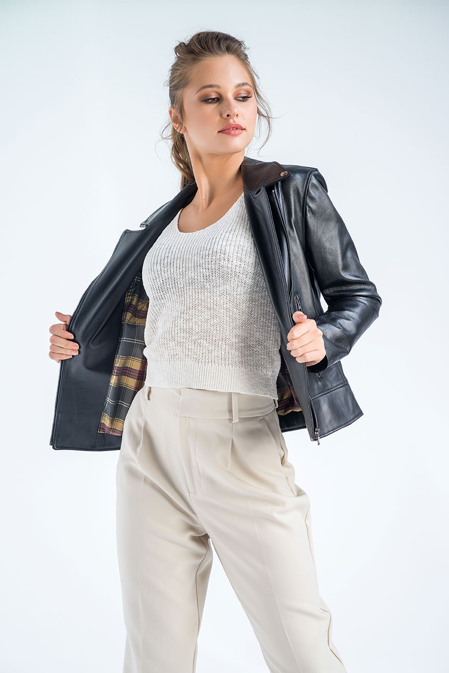 Jacheta din piele de miel 1021 negru 3