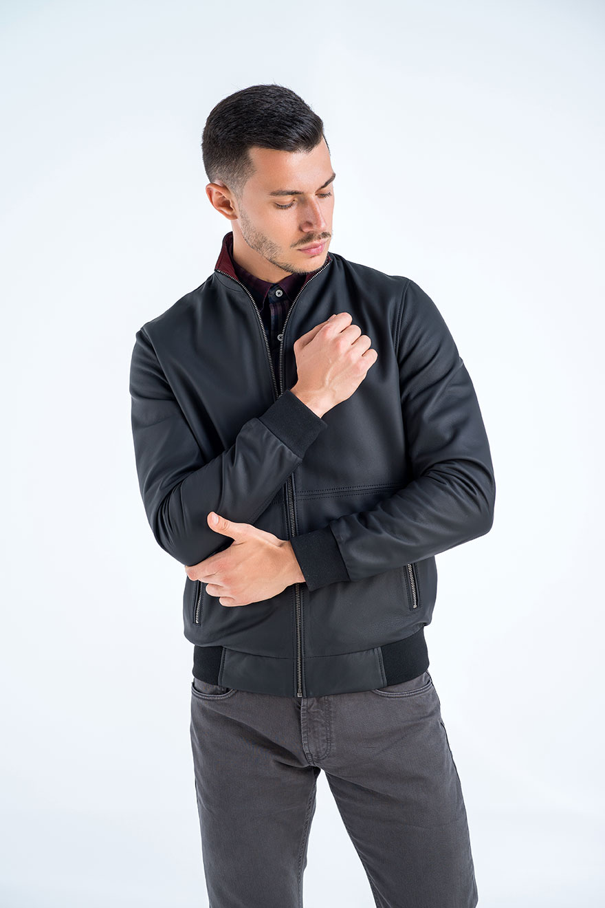 Jacheta din piele reversibila H AET002A negru 2 1