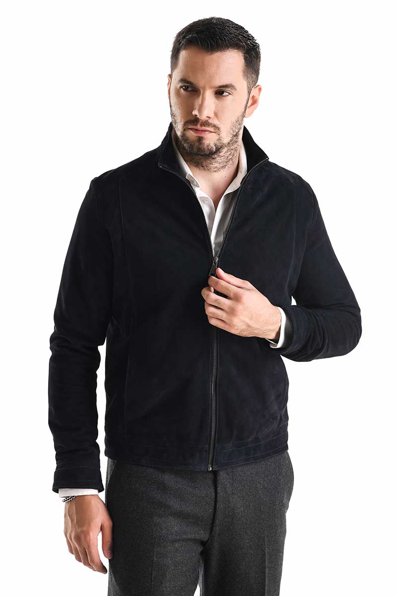 Jacheta piele intoarsa 3015 bleumarin 1