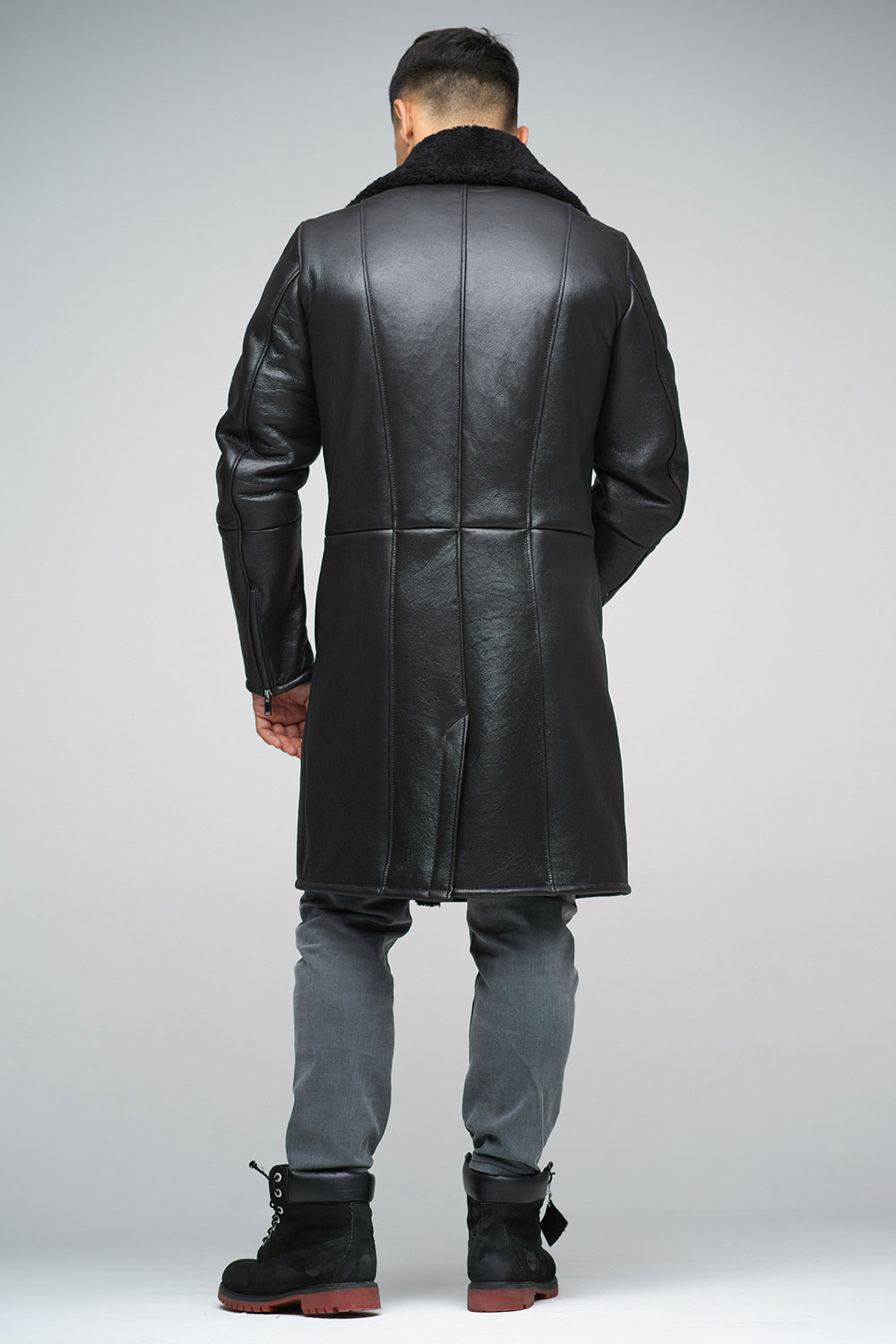 Palton din blana de miel 373 negru 2