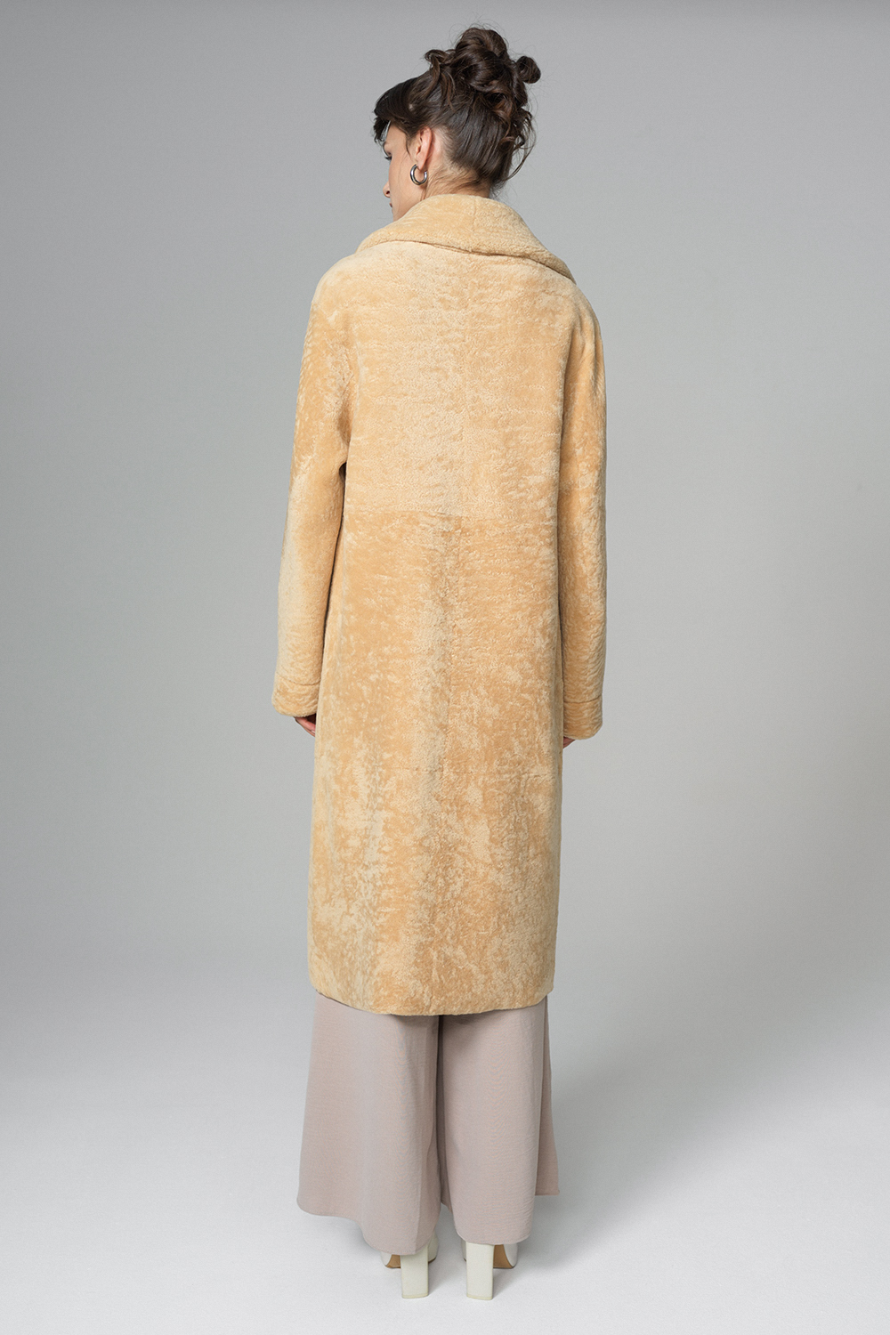 Palton din blana de miel merinos reversibil 2082 galben 2