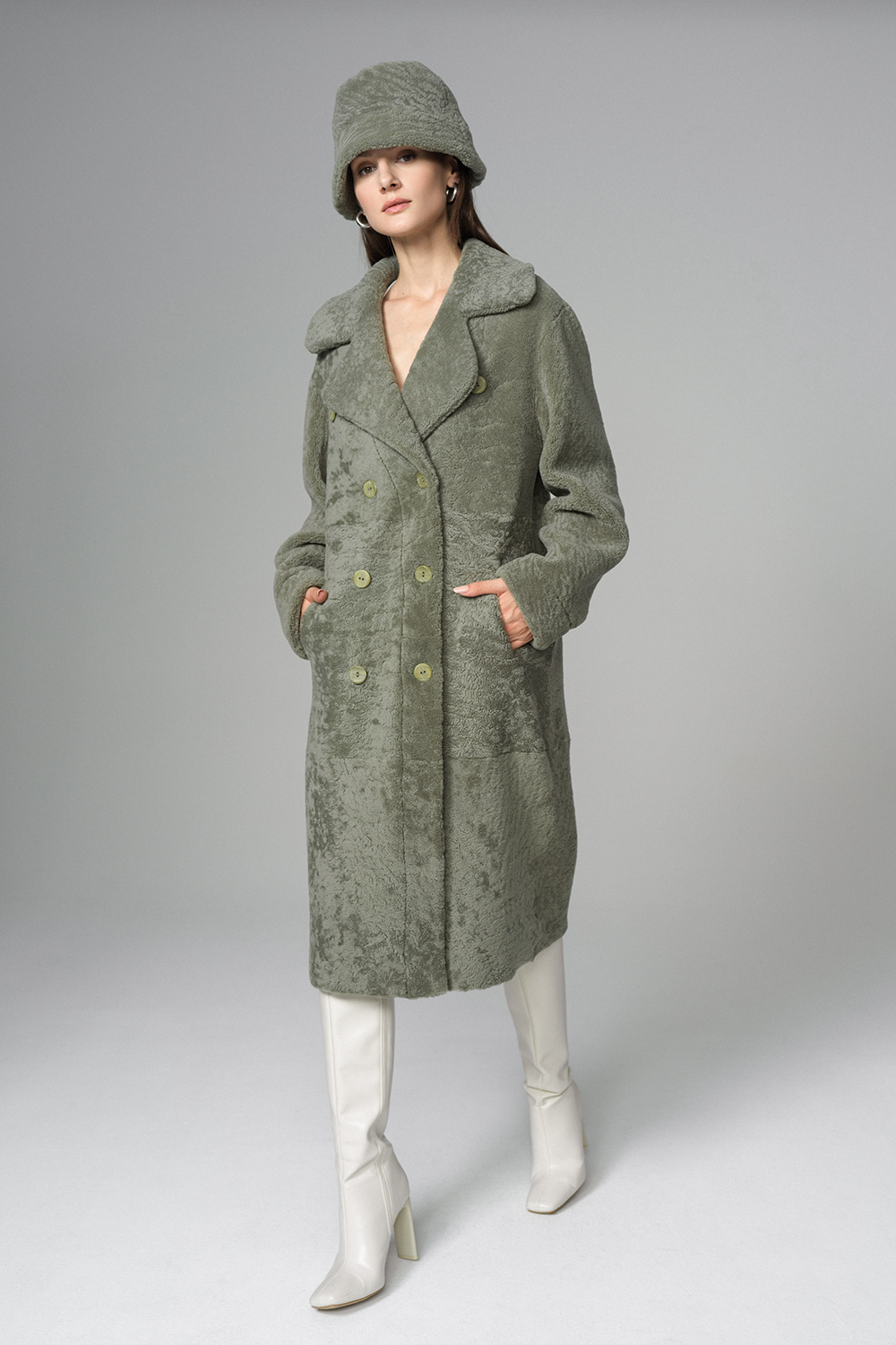 Palton din blana de miel merinos reversibil 2082 menta 1