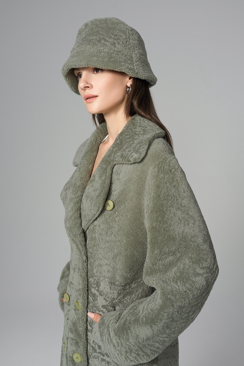 Palton din blana de miel merinos reversibil 2082 menta 3