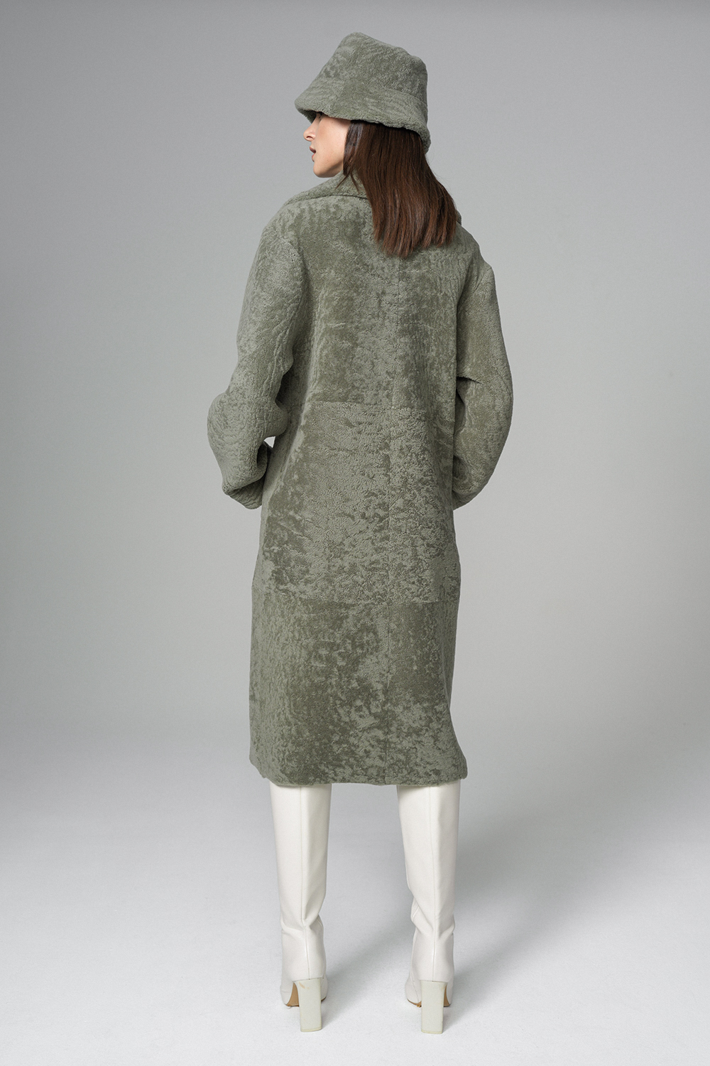 Palton din blana de miel merinos reversibil 2082 menta 4