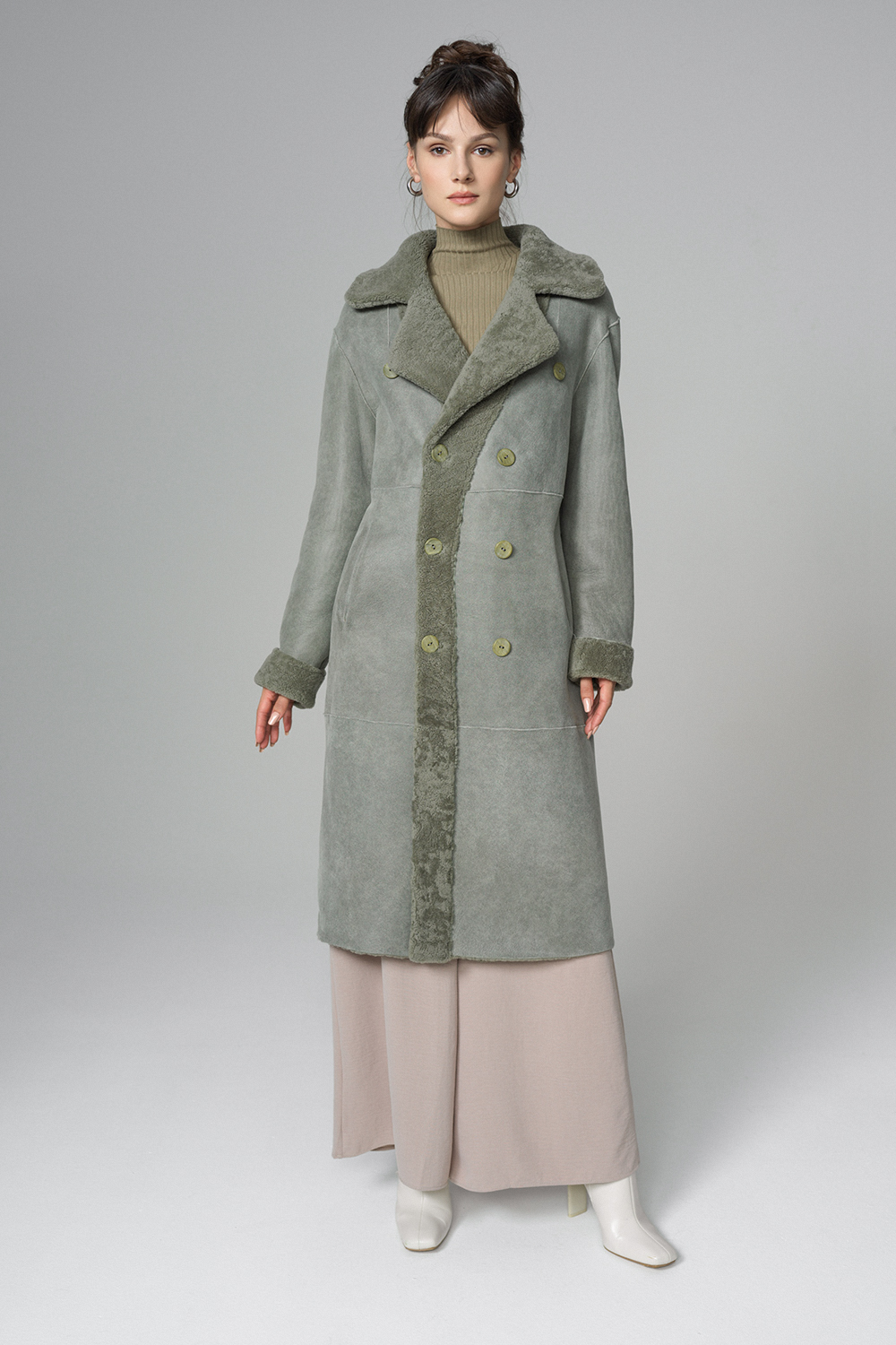 Palton din blana de miel merinos reversibil 2082 menta 7