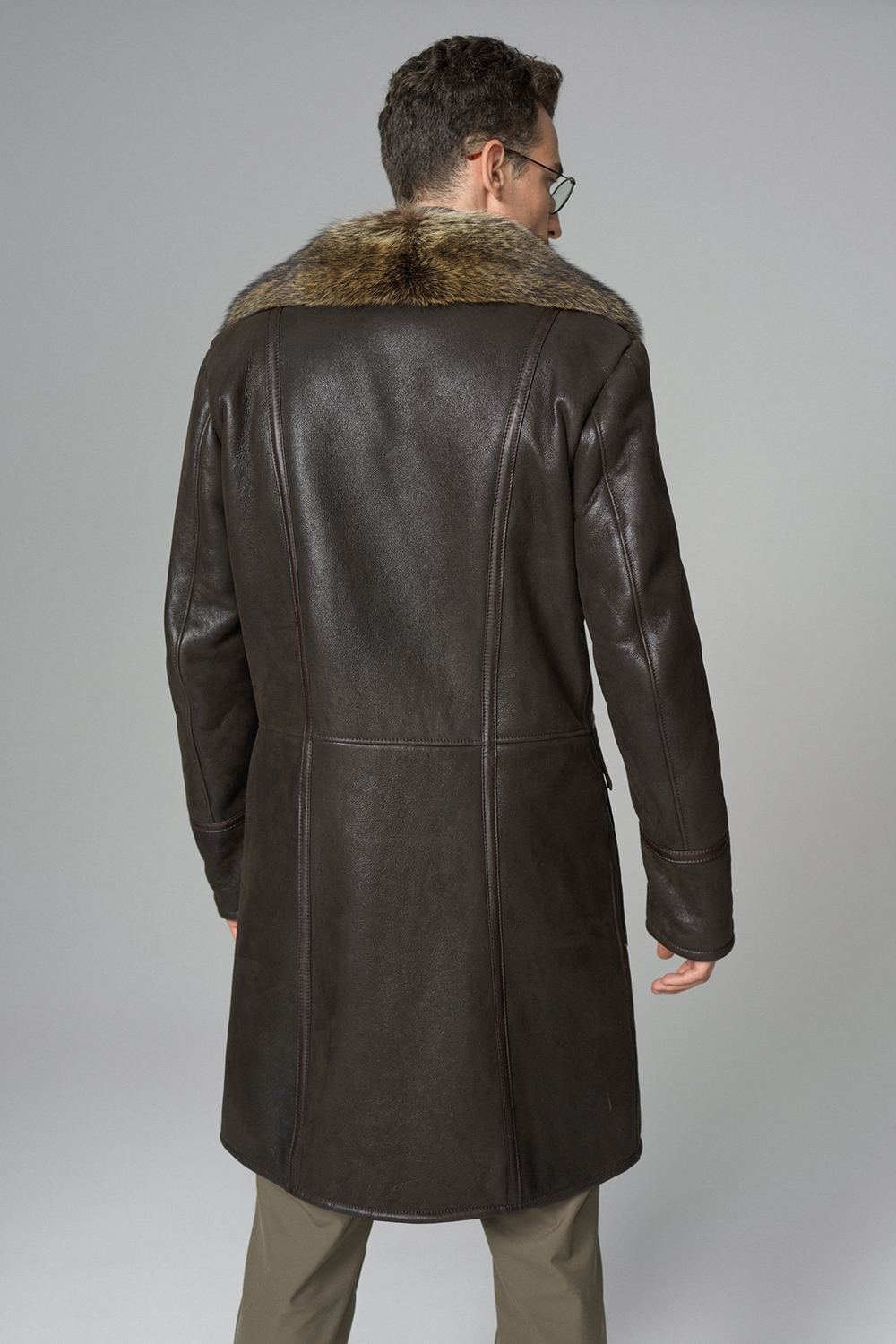 Palton din blana de miel si blana de raton 390 maro 2