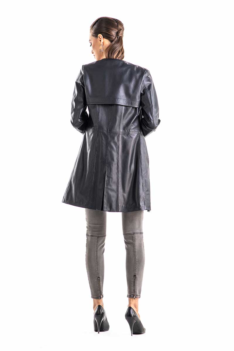 Palton din piele 1015 bleumarin 2