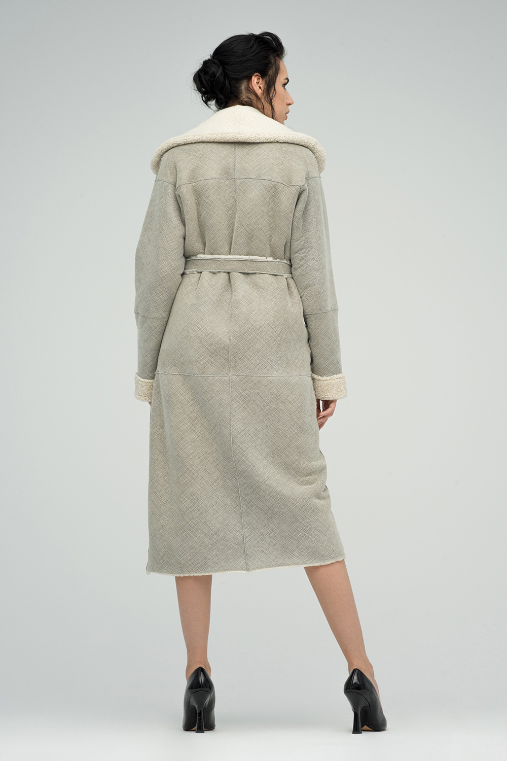 Palton reversibil din blana de miel merinos 2051 crem 4