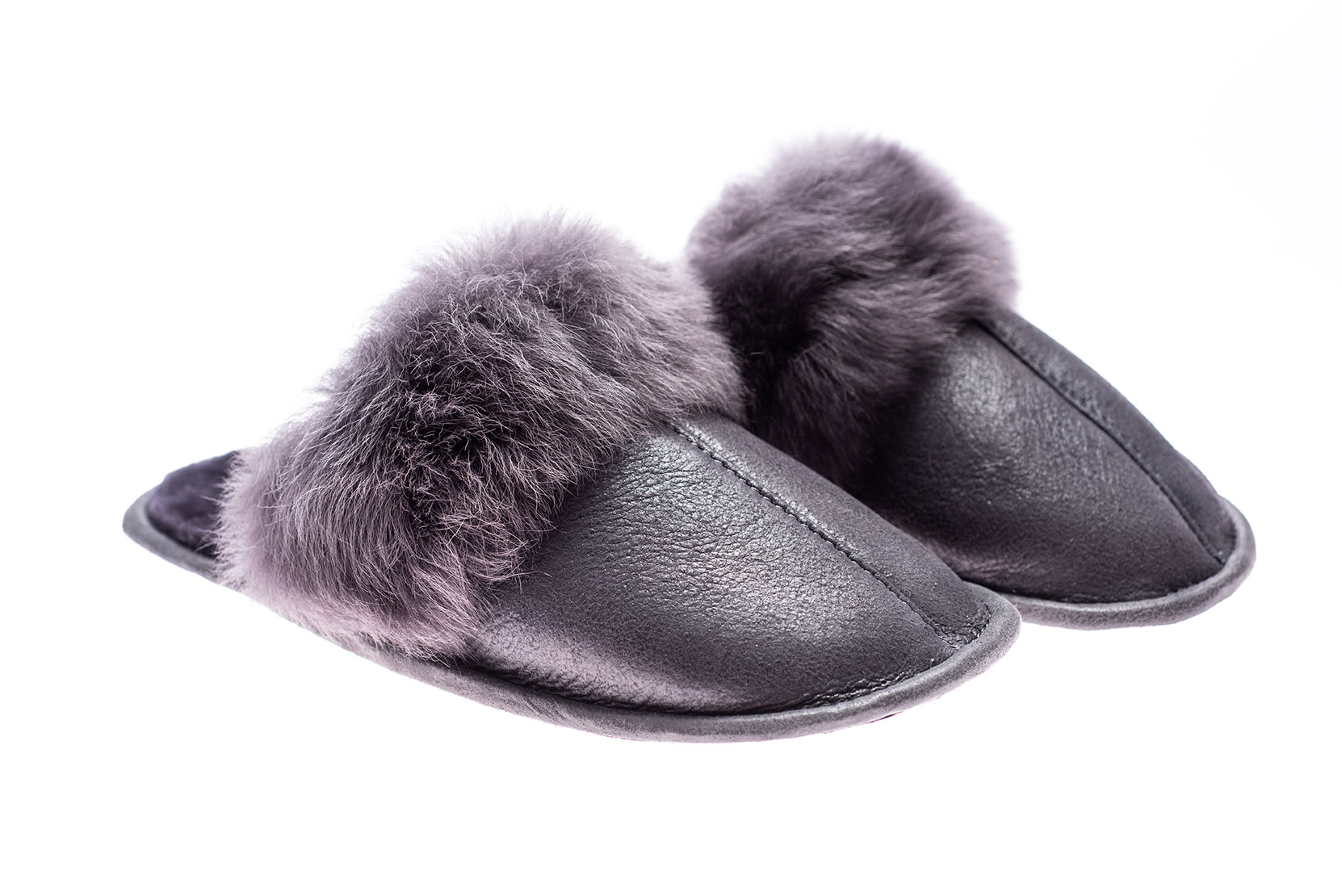 Papuci de casa din blana 902 gri 1