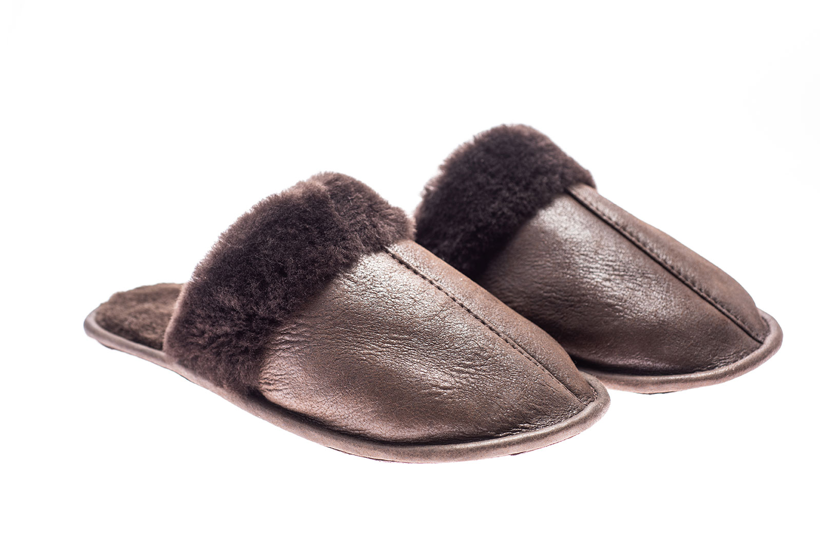 Papuci de casa din blana 903 maro 1