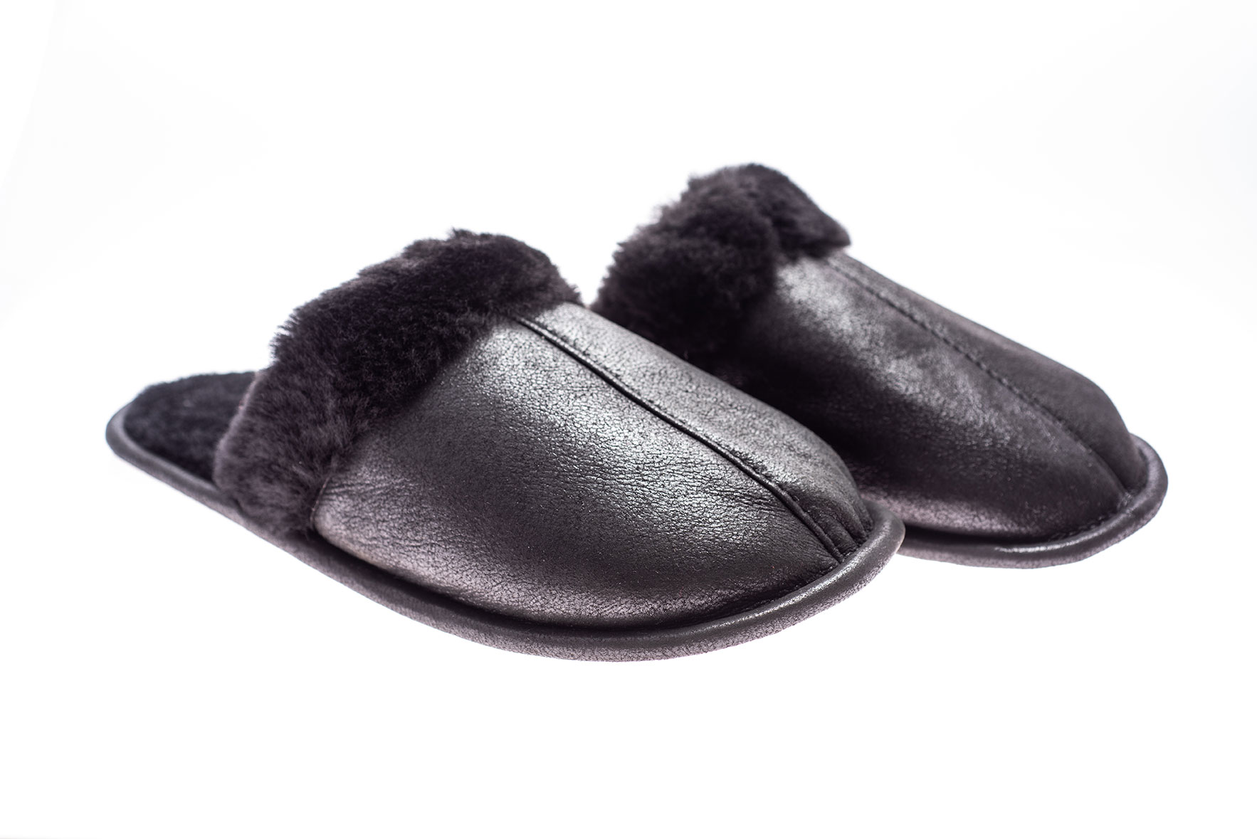 Papuci de casa din blana 903 negru 1