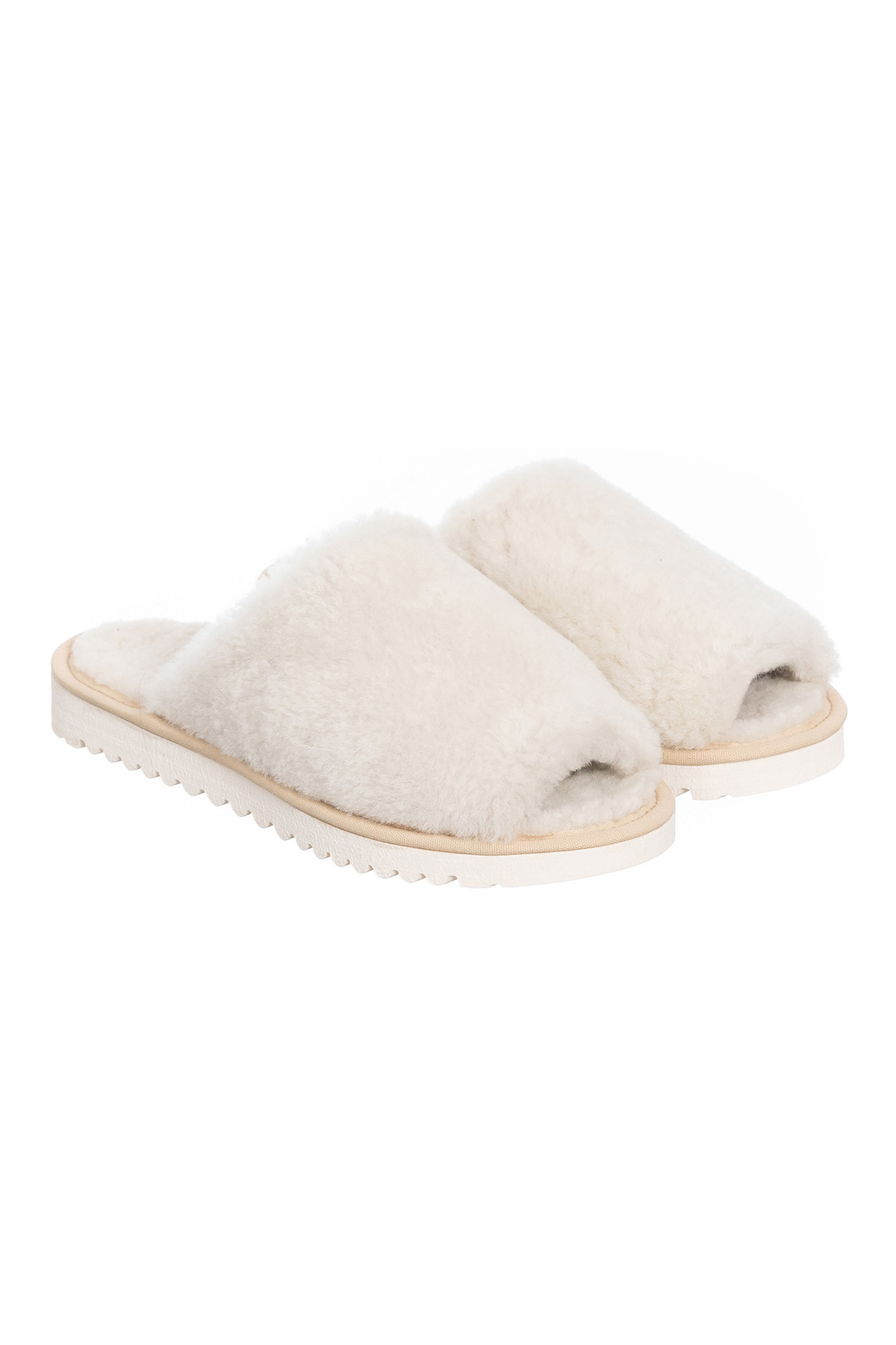 Papuci din blana naturala 907 crem 1
