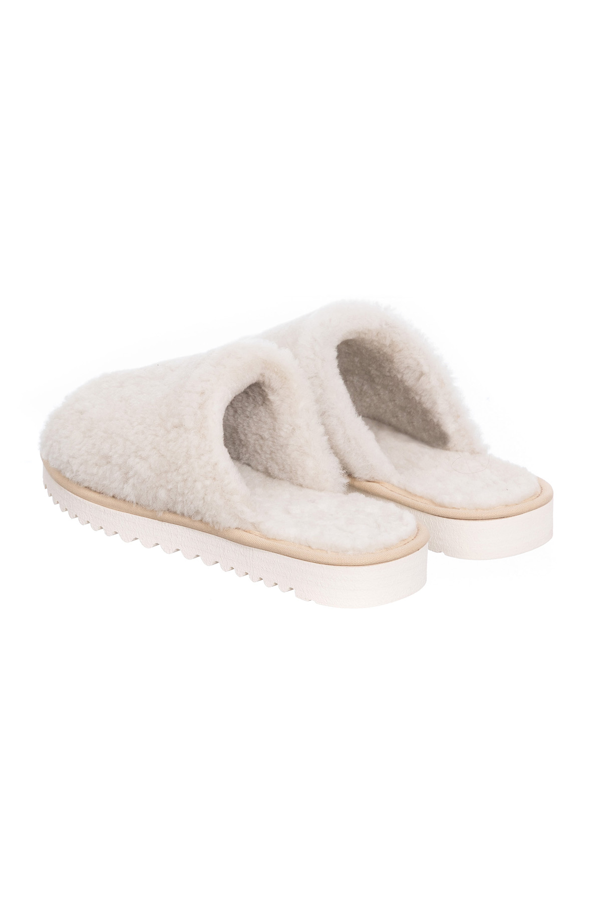 Papuci din blana naturala 907 crem 3