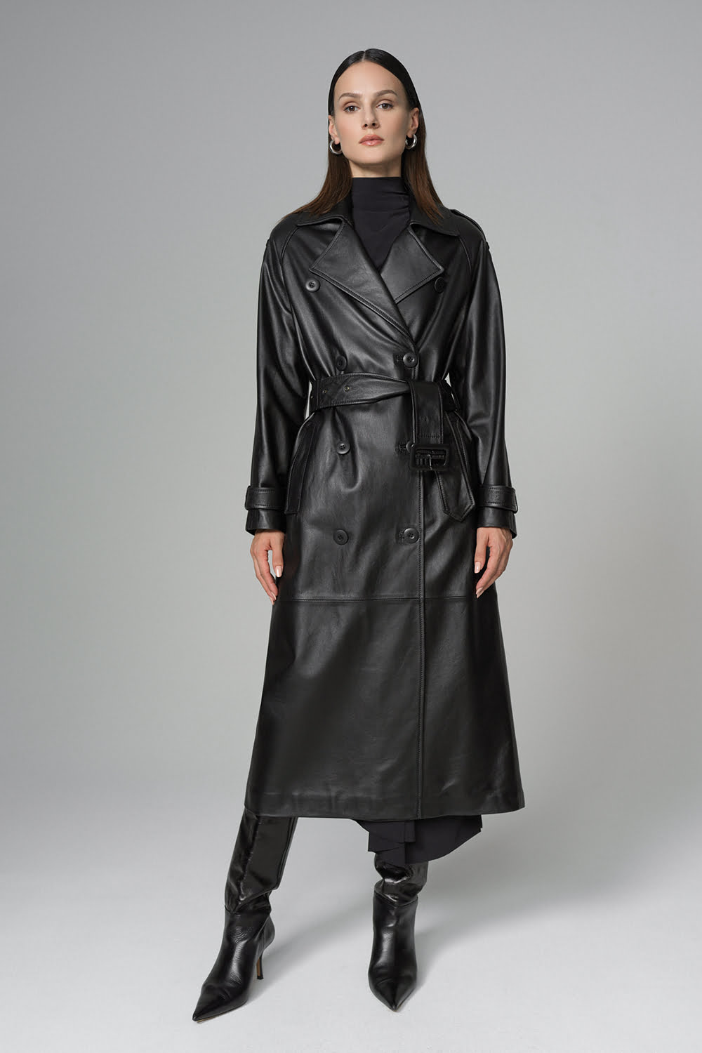 Trenci dama din piele miel culoarea neagra