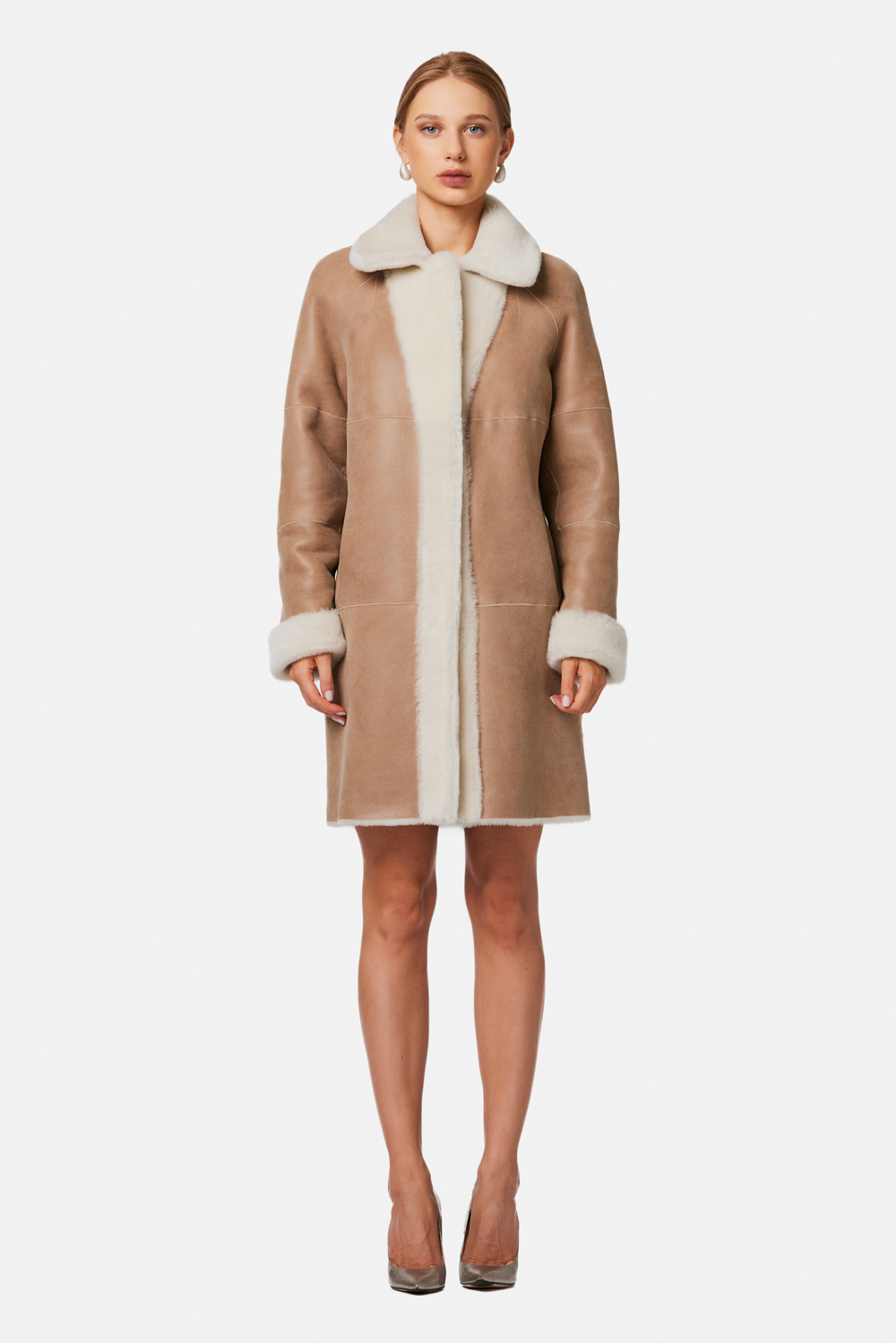 Haina din blana de miel reversibila 2071 crem