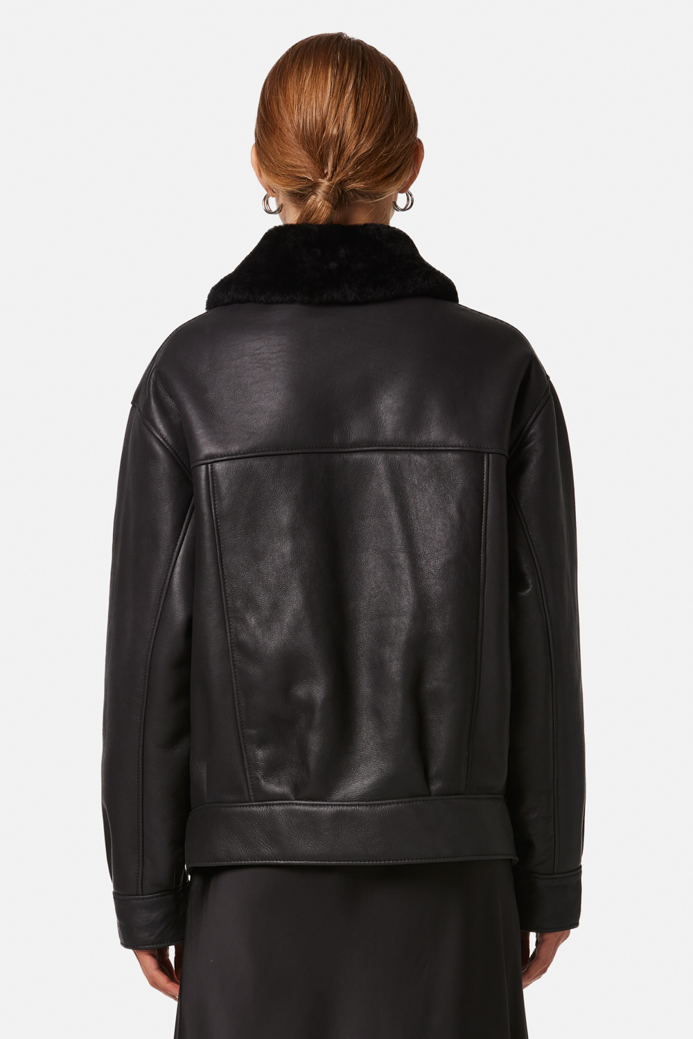 Geaca din blana de miel oversize 2088 neagra