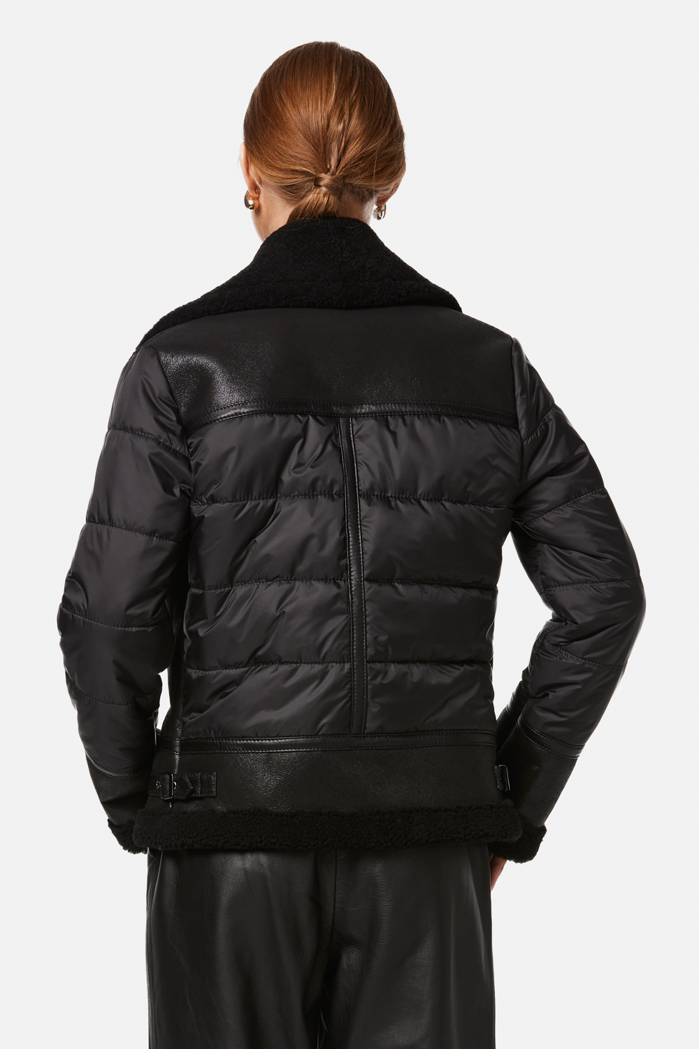 Geaca din blana de miel si textile 2089 neagra