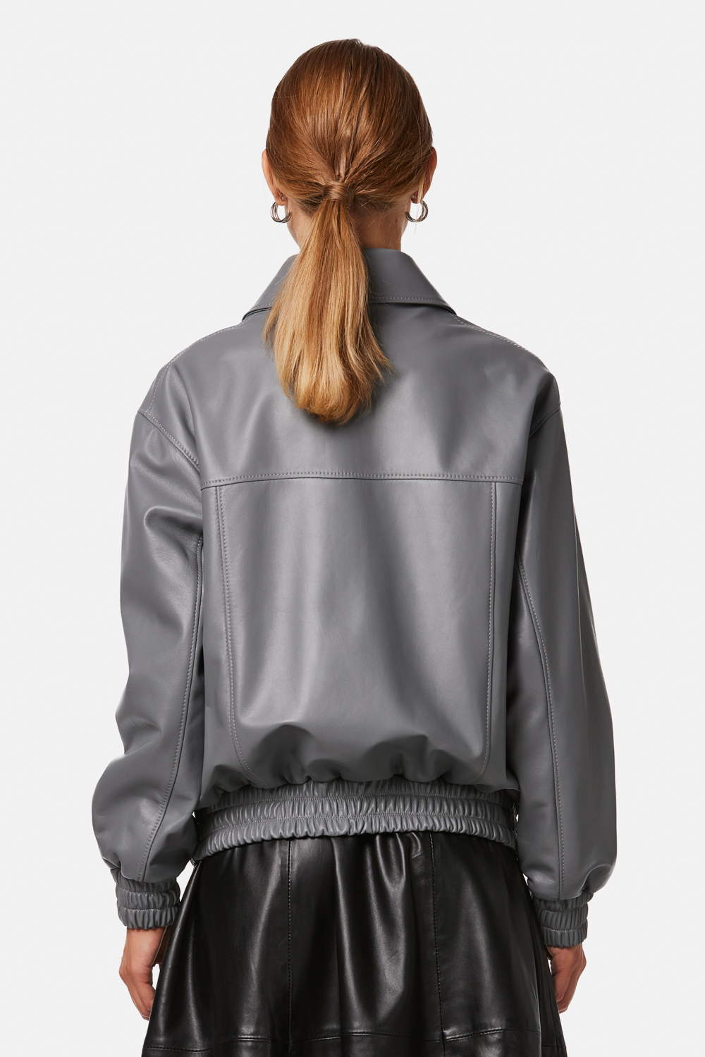 Geaca din piele nappa bomber 1052 gri