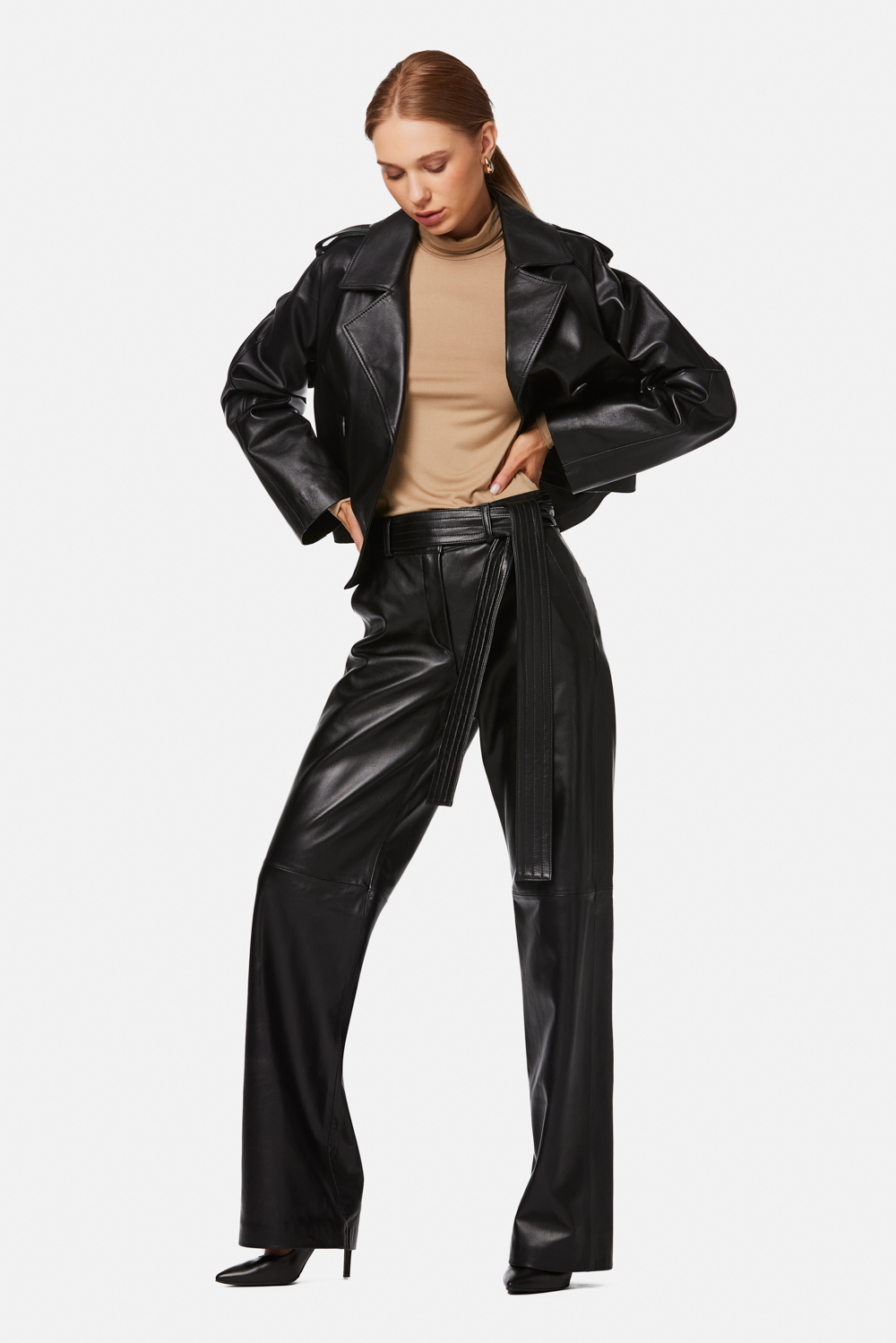 Jacheta din piele 1047 neagra