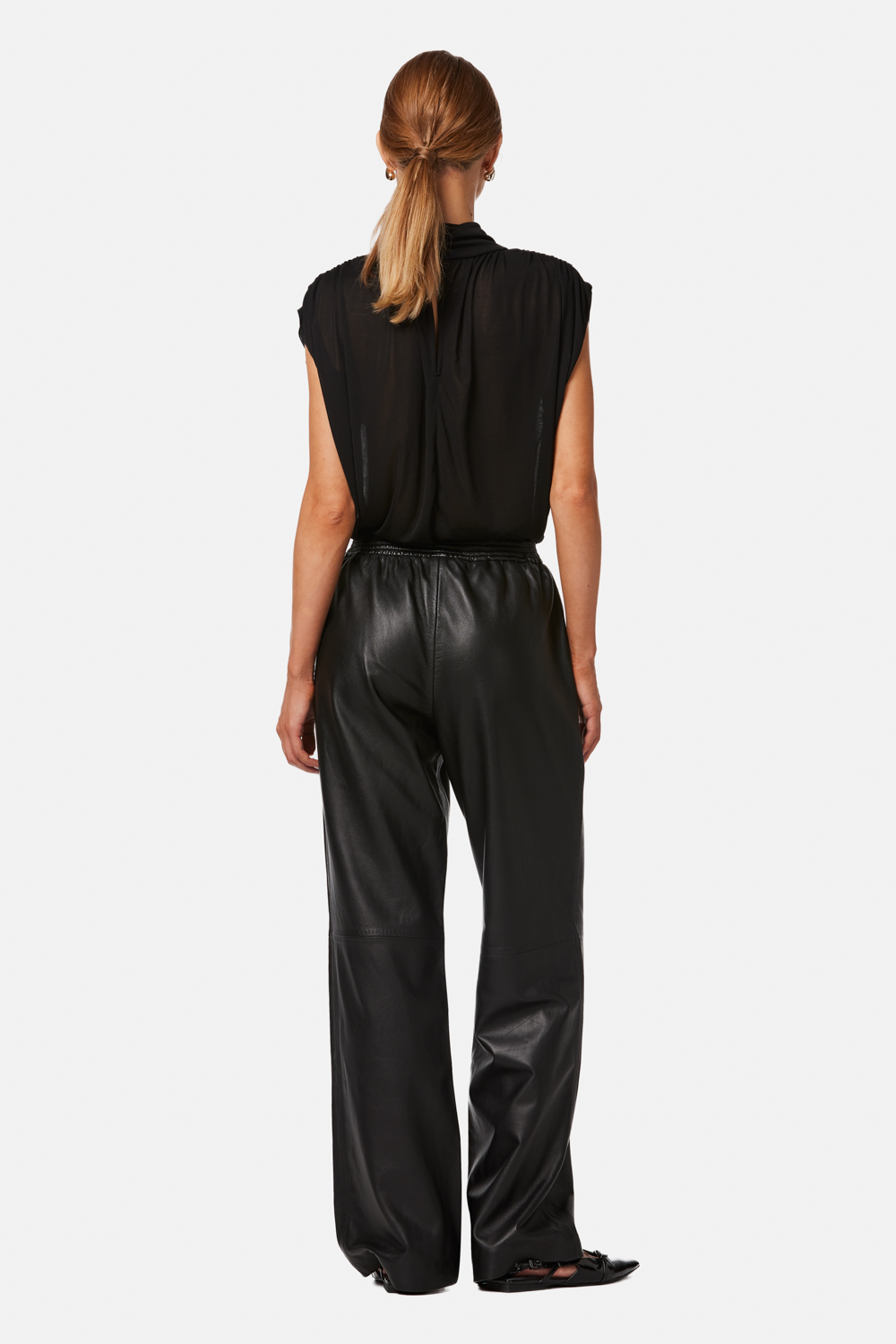 Pantalon din piele 652 negru