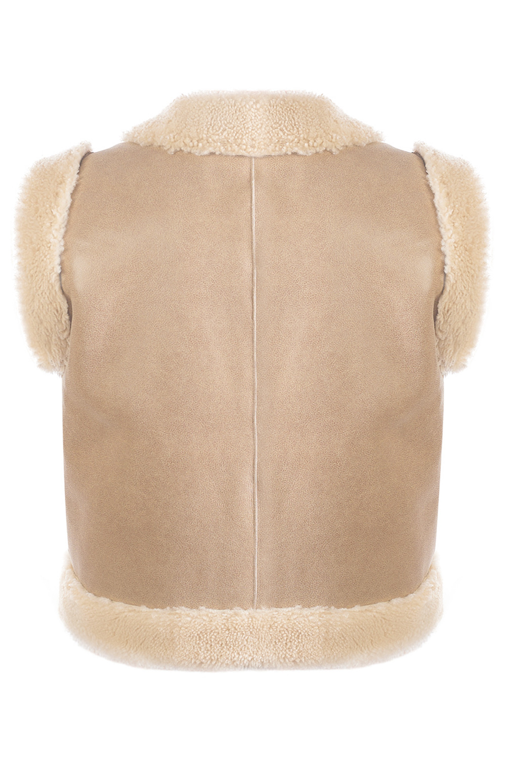 Vestă scurtă din blană de miel 478 bej (2)
