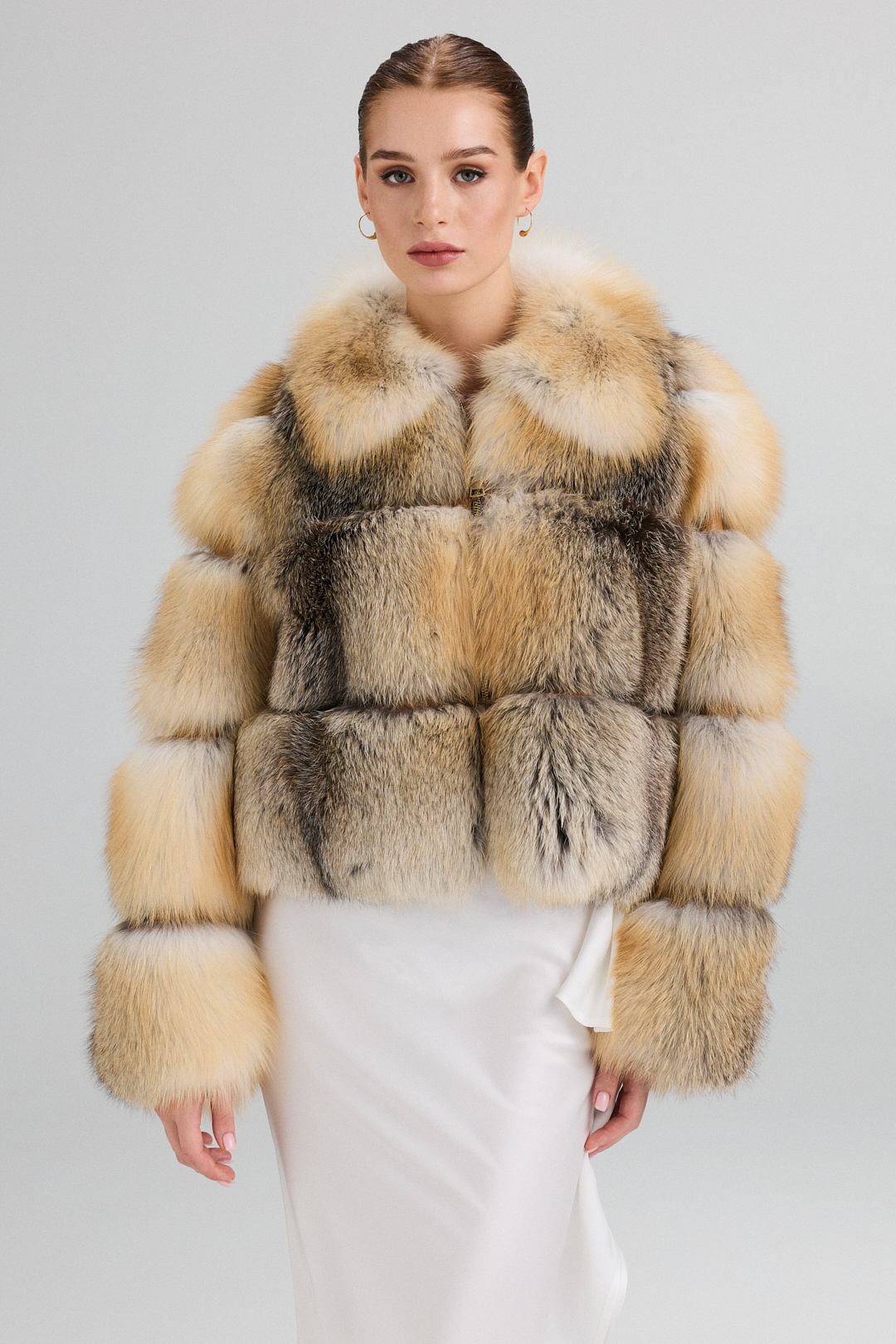 Jachetă din Blană Naturală de Vulpe Golden Island 2099 (5)