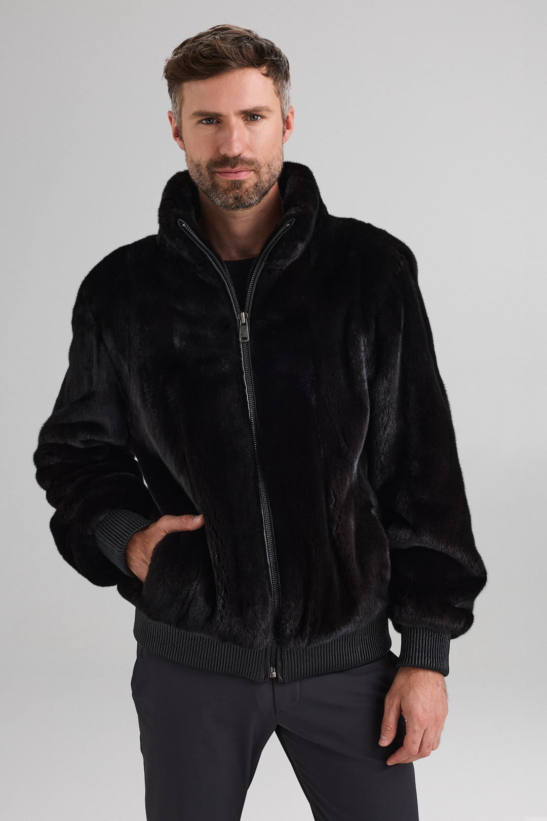 Jacheta din blană de nurcă 3405 S neagra (1)