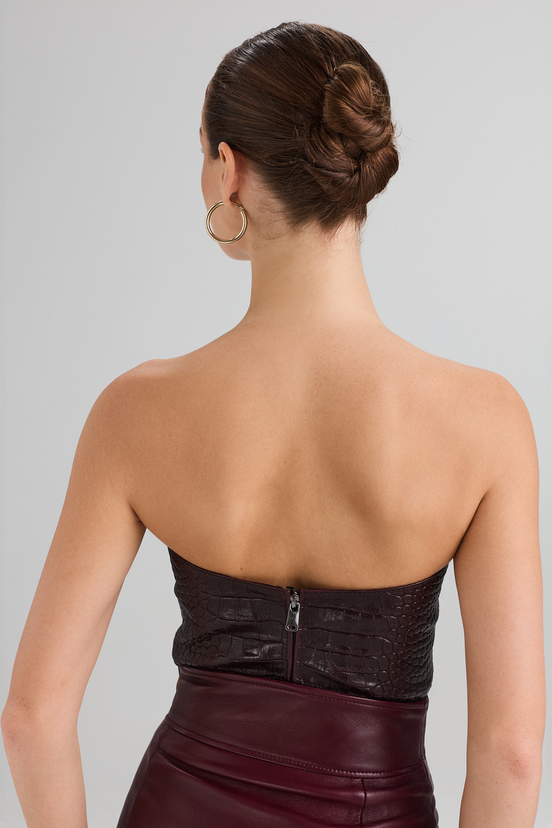 Bustieră din piele naturală 662 burgundy (2)