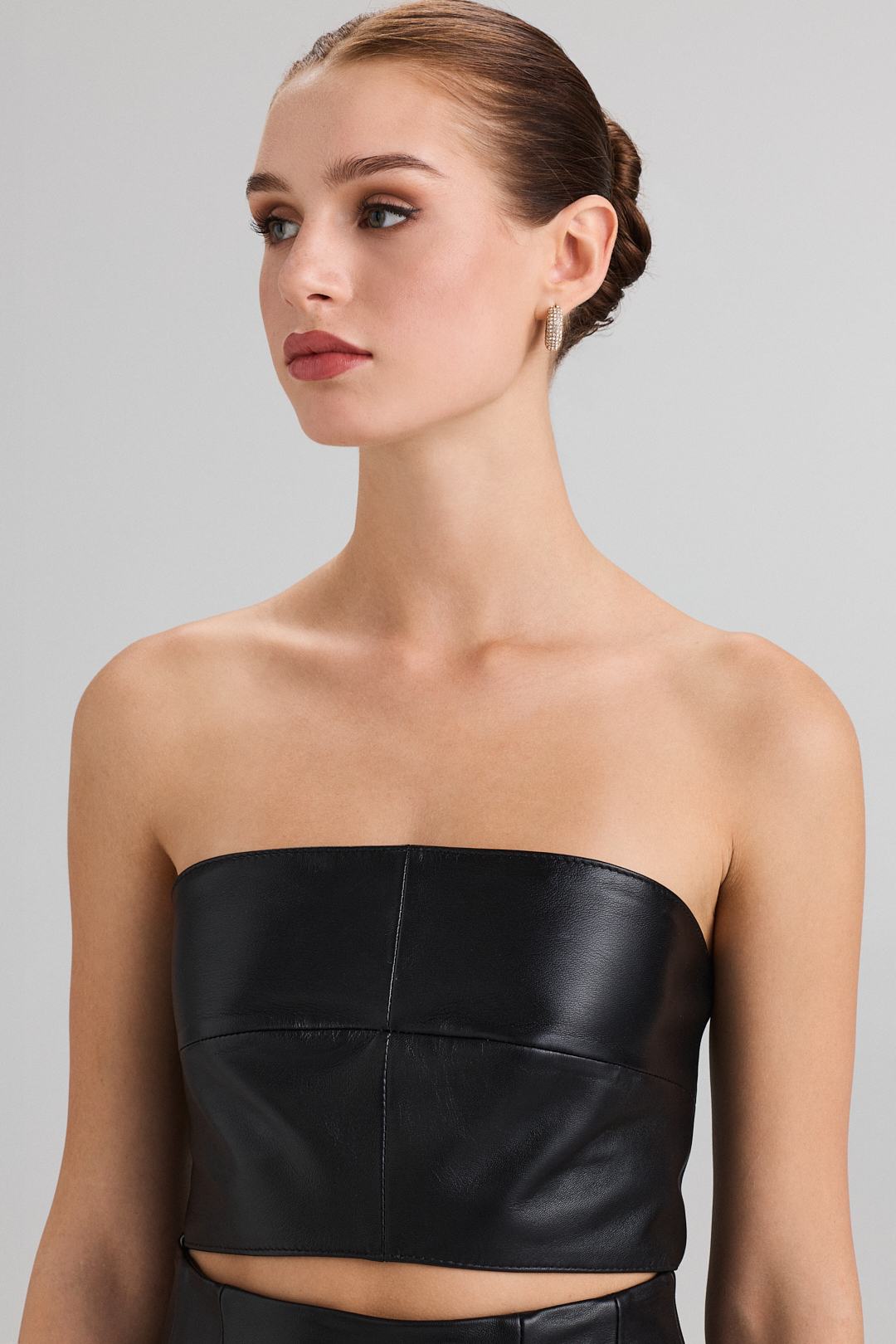 Bustieră din piele naturală 662 neagra (4)