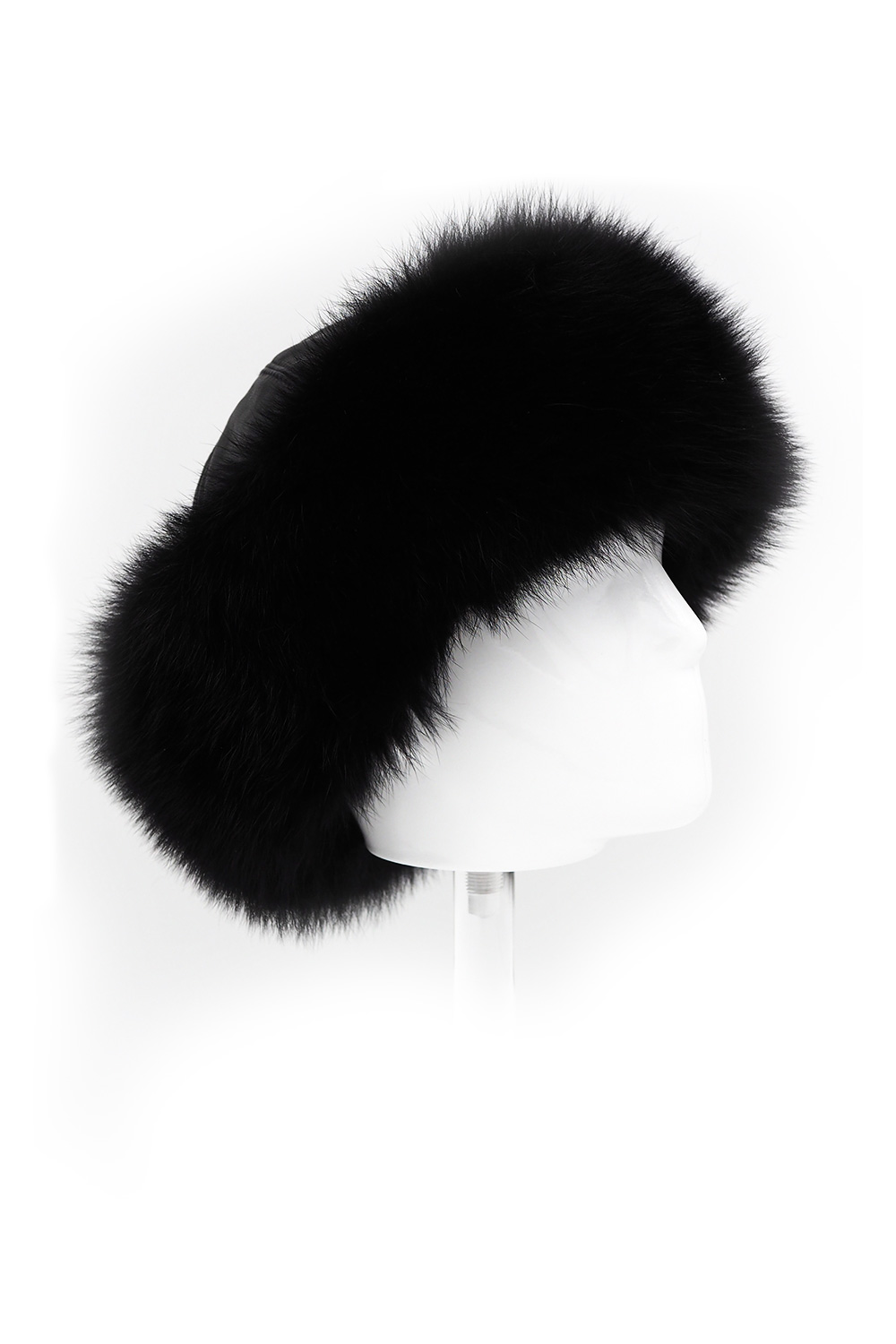 Căciulă din blană de vulpe și piele de miel 545 neagra (1)