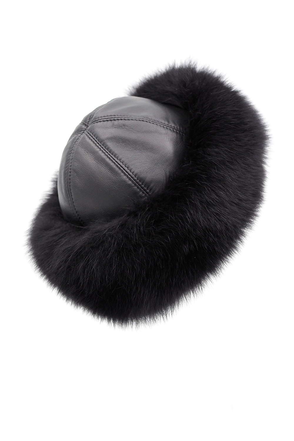 Căciulă din blană de vulpe și piele de miel 545 neagra (2)