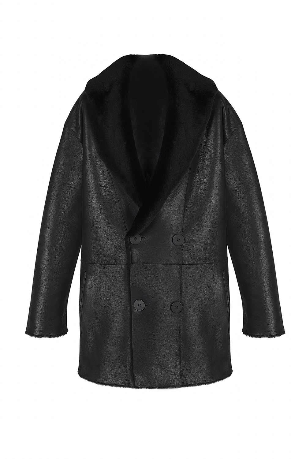 Haină reversibilă din blană de miel 2117 neagra (4)