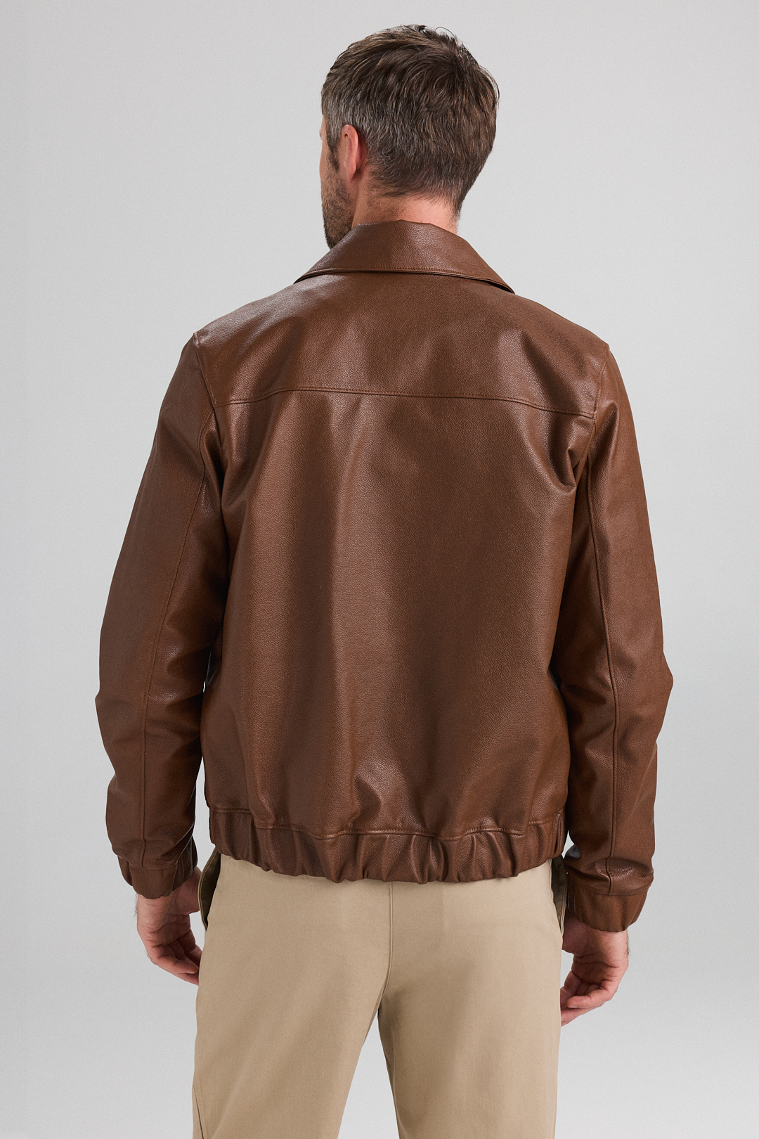 Jacheta din piele velur 3038 coniac (3)