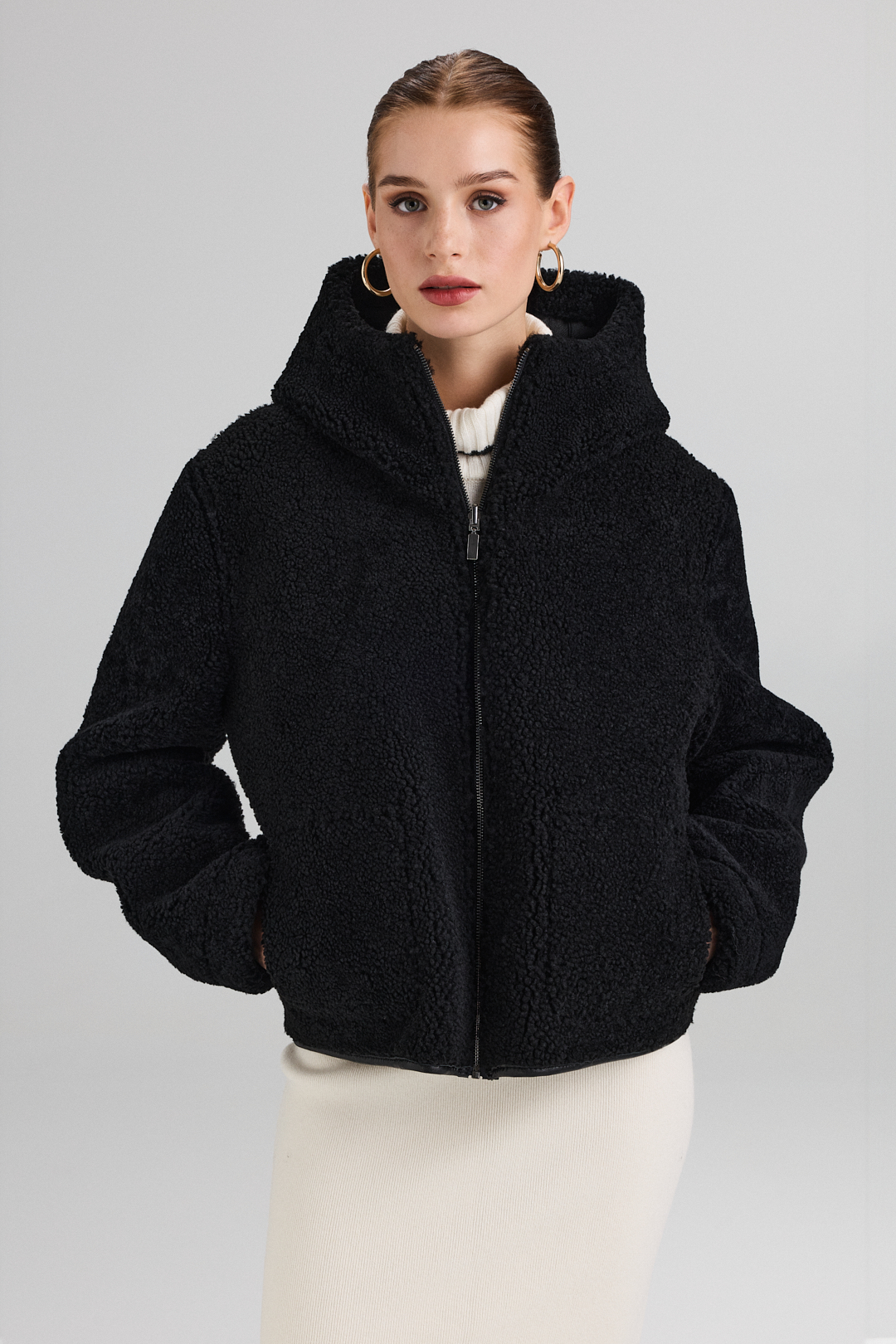 Jachetă reversibilă din blană naturală de miel 2109 negru (1)